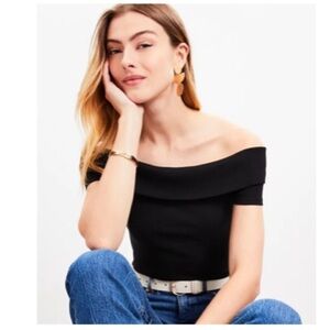 Ann Taylor Loft off the shoulder ribbed shirt. New With Tags. Black runs smaller